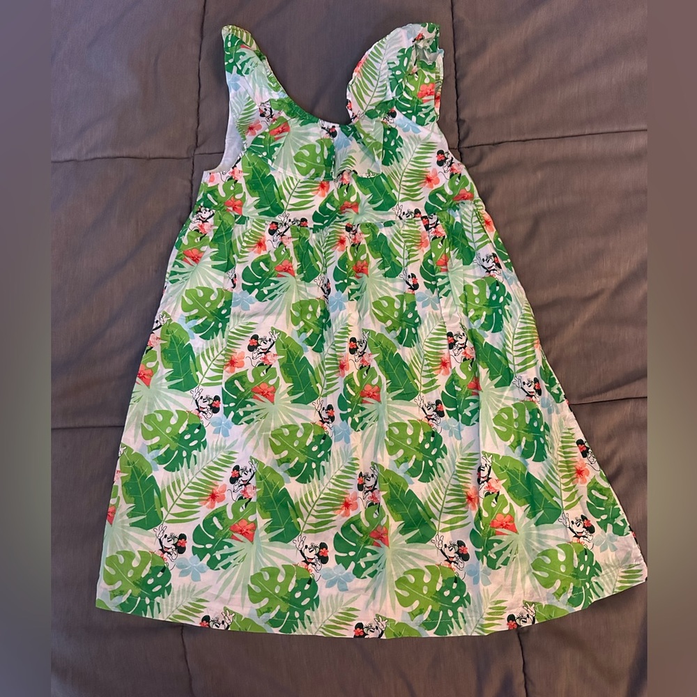 Disney Green Pink Pleated Sundress Casual
